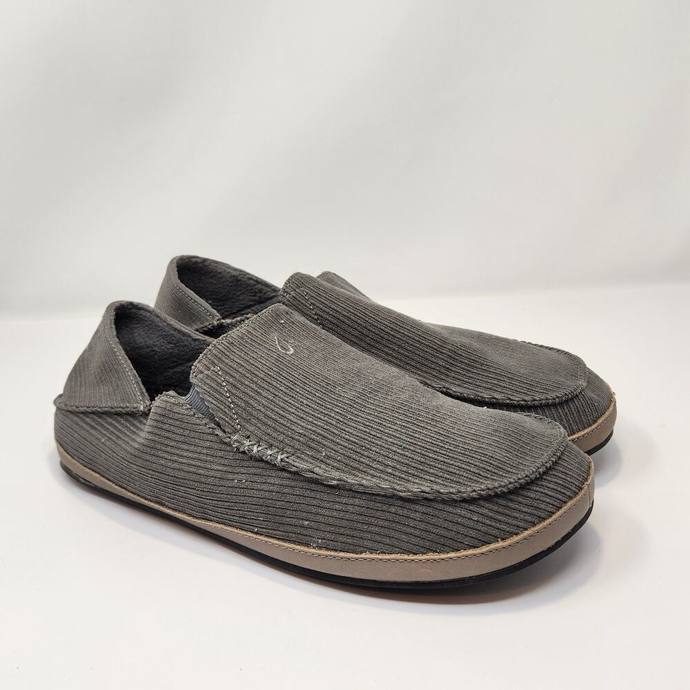 Olukai Moloa Ie Olive Green Courduroy Slippers Men Size 11 Leisure House Shoes